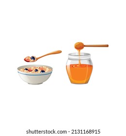 Dairy products set with milk and honey logo design