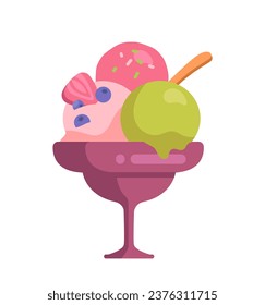 Dairy products set. Natural and organic milk eating. Colorful ice cream balls with berries. Frozen dessert and delicacy. Cartoon flat vector collection isolated on white background