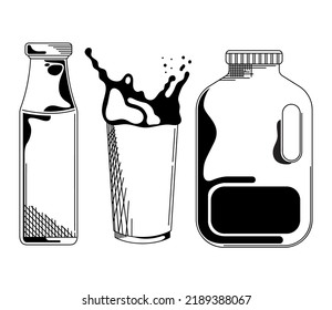 dairy products set three icons