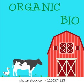 Dairy products square banner vector illustration.Organic logo.BIO. Agriculture