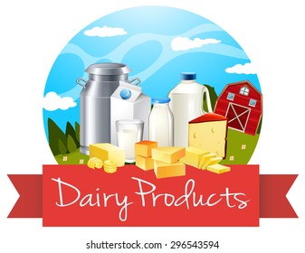 Dairy products with text illustration