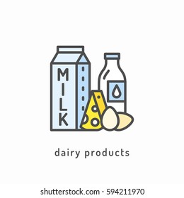 Dairy Products Vector Icon. Organic Food Concept