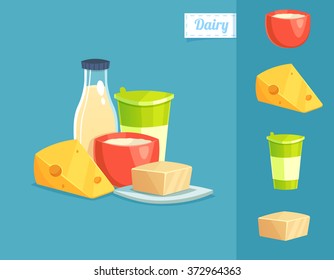 Dairy Products - Vector Illustration 