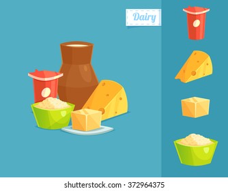Dairy Products - Vector Illustration 