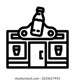 Vector de icono de línea de tienda de lácteos. signo de tienda de lácteos. símbolo de contorno aislado ilustración negra