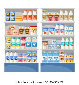 Dairy shop. Supermarket. Vector illustration