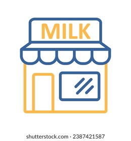Icono vectorial de fachada de tienda de productos lácteos. Signo de producto lácteo. Símbolo gráfico para cocinar diseño de sitio web y aplicaciones, logotipo, aplicación, interfaz de usuario