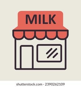 Dairy store facade vector icon. Dairy product sign. Graph symbol for cooking web site and apps design, logo, app, UI