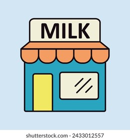 Dairy store facade vector icon. Dairy product sign. Graph symbol for cooking web site and apps design, logo, app, UI