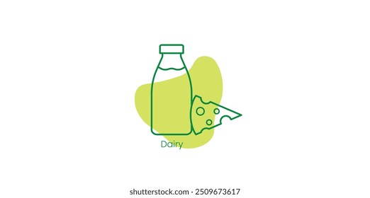 Icono de Vector lácteo con leche y Productos lácteos para la nutrición