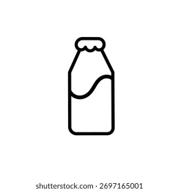 Dairy vector icon in linear, outline icon isolated on white background. milk bottle icon