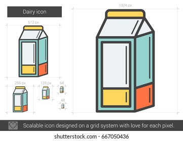 Dairy vector line icon isolated on white background. Dairy line icon for infographic, website or app. Scalable icon designed on a grid system.
