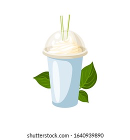 Dairy-free vegan milk ice cream. Vector illustration cartoon flat icon isolated on white.
