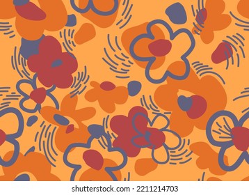 Daisies abstract seamless pattern. Chamomile flowers. Ideal for printing on fabric and paper. Vector background. 