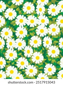 daisies background with leaves as the background, pattern background illustration