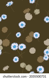 Fondo de Daisies. Pequeñas flores de margarita sin costura. Ilustración floral suave. Dibujo plano de moda. Bien para textiles, tejidos, papel pintado, ropa de cama, ropa, envoltura, superficie