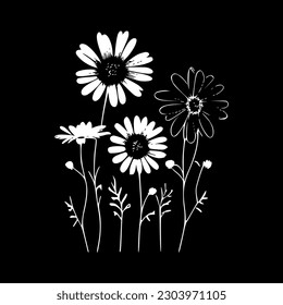 Daisies | Black and White Vector illustration