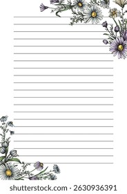 Daisies chamomile Flower Blank Notebook Page