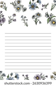 Daisies chamomile Flower Blank Notebook Page