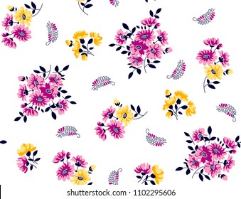 Daisies colorful flowers  pattern spring flowers for decorative for textile print