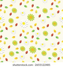 Gänseblümchen ditsy nahtloses Muster Hintergrunddesign | Premium Vector Design