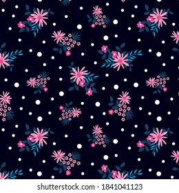Daisies floral ditsy pattern for textile print wallpaper