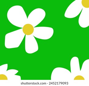 Daisies flowers abstract pattern on green background 