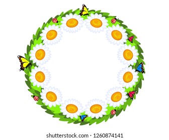 Daisies flowers grass frame