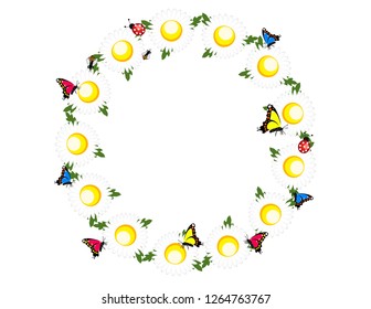 Daisies flowers grass frame