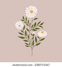 Daisies flowers positive quote flower design margarita mariposa stationery, mug, t-shirt, phone case, sticker and etc. Vector illustration.