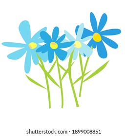 daisies, daisies, forget-me-nots on a white background. bouquet for postcards and greetings. stock vector image on a white background. 