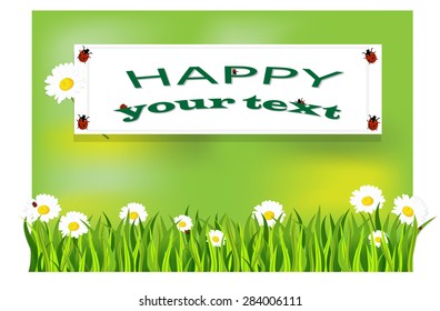 Daisies in the grass. Summer background. Vector