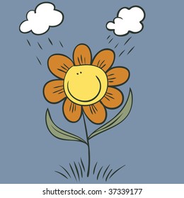 daisies happy vector faces cheerful wildflower daisies happy vector faces water vegetation nature flower rain face spring earth leaf dancing scenery smiling optimistic caricature grin grinning satisfa