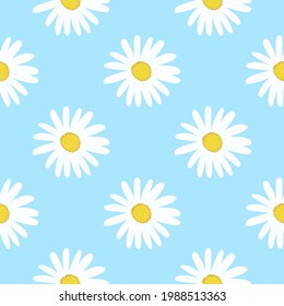 Daisies are large white on a light background.Pattern for textiles, background, packaging paper, 