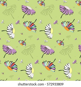 
Daisies on a 
green background. Vector illustrations
