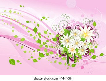 Daisies on pink background