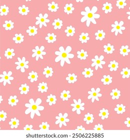 
daisies on pink background vector