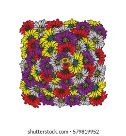 Daisies pattern. Floral background for textile, covers, wallpapers. Vector illustrations 