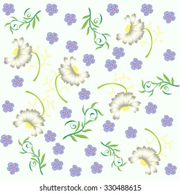 Daisies pattern isolated on green