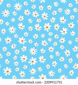 Gänseblümchen mit nahtlosem Muster und blauer Farbe