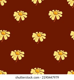 Daisies seamless pattern. Chamomile flowers. Ideal for printing on fabric and paper. Vector background.