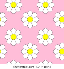 Daisies seamless pattern vector art.