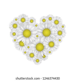 Daisies Shape Heart Vector Illustration Valentine Stock Vector (Royalty ...