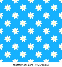 Daisies Simple On Blue Backgroundpattern Postcards Stock Vector ...