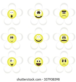daisies with smiles vector