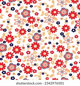 Daisies with spiral leaves pattern textile pattern print