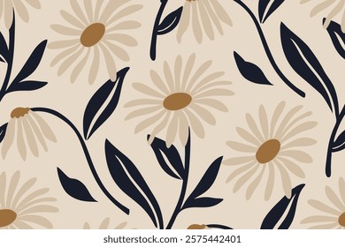 Daisies  trendy minimalistic background. Floral background. 