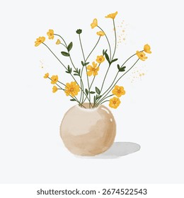 daisies in a vase illustration vector