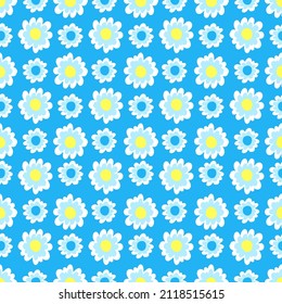 Las margaritas son blancas en un fondo azul. Patrón para textiles, papel de pared, fondo, papel de envoltura, tela.