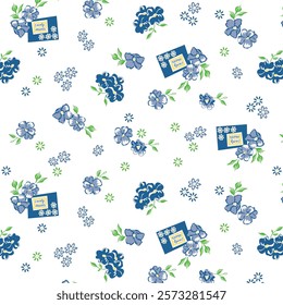 Daisies, wild flowers and bunches of flowers pattern